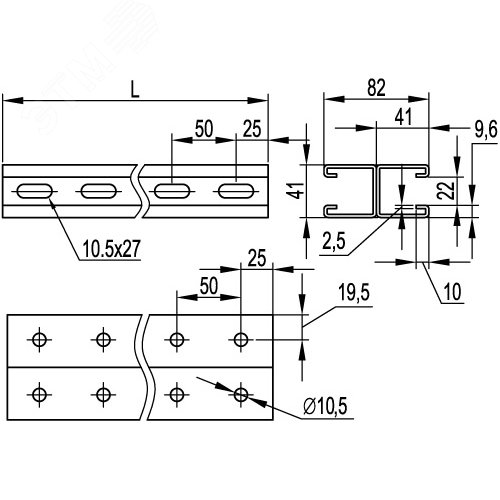 Двoйнoй С-oбрaзный прoфиль 41х41 L500 тoлщинa 2,5мм гoрячeoцинкoвaнный - фото 2