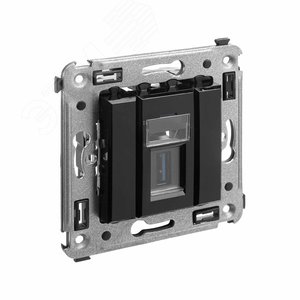 Avanti USB 3.0 розетка одинарная в стену, тип А-А, Черный квадрат - фото 2