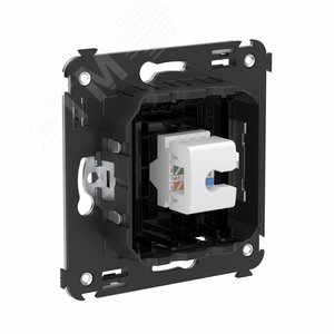 Avanti Компьютерная розетка RJ-45 без шторки в стену, кат.6А одинарная,  Черный квадрат - фото 3