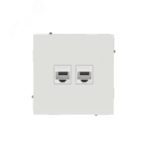 Компьютерная розетка RJ-45 без шторки, кат.5е двойная, KANT, белый песок - фото 1