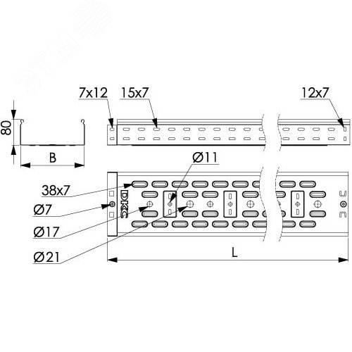 Лоток перфорированный 100х80 L=2000мм горячеоцинкованный - фото 4