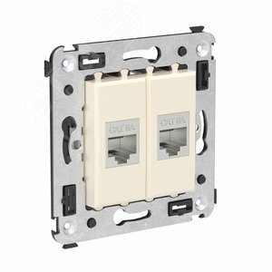 Avanti Компьютерная розетка RJ-45 без шторки в стену, кат.6А двойная экранированная,  Ванильная дымка - фото 2