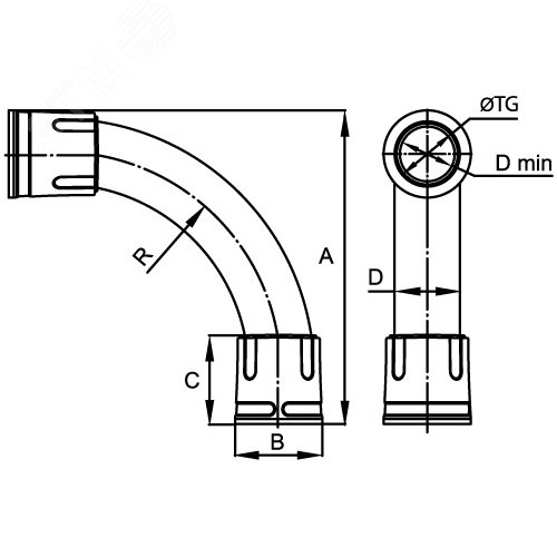 Поворот на 90град. труба-труба IP67 D=32мм - фото 2