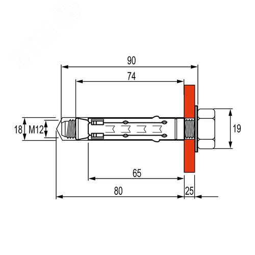 Анкер М12 стандартный с болтом - фото 2