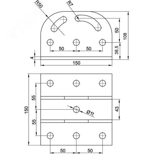 Крепление с площадкой шарнирное для профиля BPM-41 горячеоцинкованное - фото 2