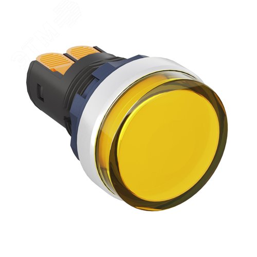 Сигнальная лампа со встроенным диодом 220В, желтая, алюминиевое кольцо, зажим Plug-In - фото 1