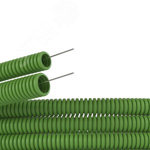 Труба ПВХ гибкая гофр. д.20мм, лёгкая с протяжкой,100м, цвет зеленый