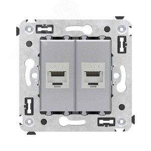 Avanti Компьютерная розетка RJ-45 без шторки в стену, кат.6 двойная экранированная,  Закаленная сталь - фото 1