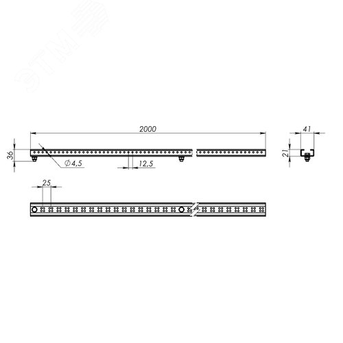 Комплект реек для установки главной шинной системы, 2000мм - фото 5