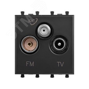 Розетка TV-FM-SAT модульная, Avanti, черный матовый, 2 модуля - фото 1