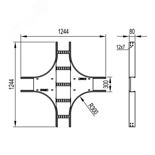 Ответвитель Х-образный 80х300 R300 горячеоцинкованный в комплекте крепежные элементы соединительные пластины - фото 2