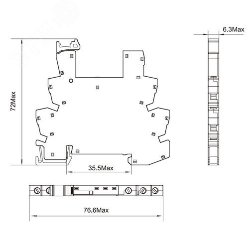 Колодка ультратонкая для реле RIS, входное напряжение 6-24V DC, винт. клеммы - фото 2