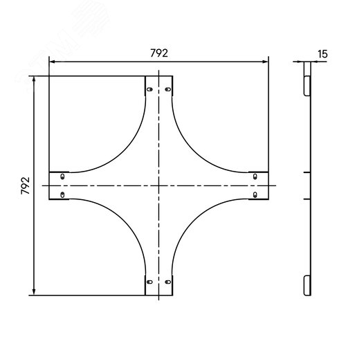 Крышка на Х-образный ответвитель 400, 2,0 мм, цинк-ламель, в комплекте с крепежными элементами необходимыми для монтажа - фото 2