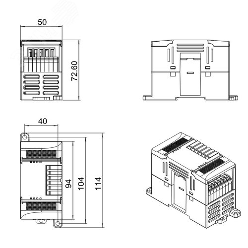 Модуль расширения, 4 входных аналоговых сигнала (4-20мА/1-5В/0-20мА/0-10В) - фото 2