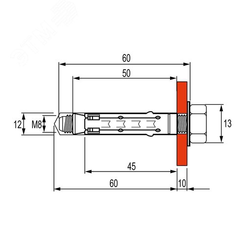Анкер стандартный с болтом М8 - фото 2