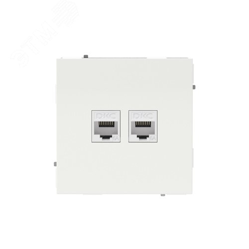 Компьютерная розетка RJ-45 без шторки, кат.6А двойная, KANT, белая магнолия - фото 1