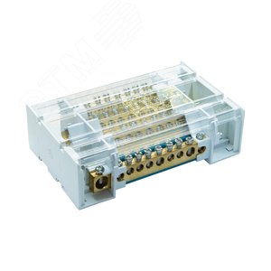 Изображение товара Блок распределительный на DIN рейку c выносной клеммой 4р 160А 7х7мм 1х8мм 1х9мм 1х12м (шт)