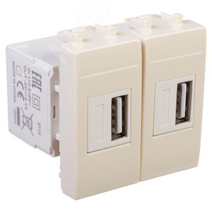 USB зарядное устройство модульное 2.1 А, Avanti, ванильная дымка, 2 модуля - фото 2