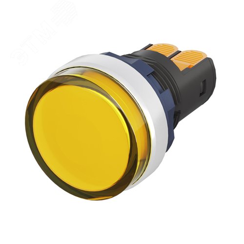 Сигнальная лампа со встроенным диодом 9-24В, желтая, алюминиевое кольцо, зажим Plug-In - фото 1