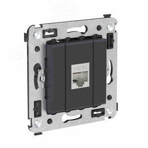 Avanti Компьютерная розетка RJ-45 без шторки в стену, кат.6А одинарная экранированная,  Черный матовый - фото 2