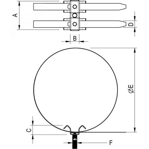 Хомут трубный двойной для изоляционной штанги D0-500мм M8 - фото 2
