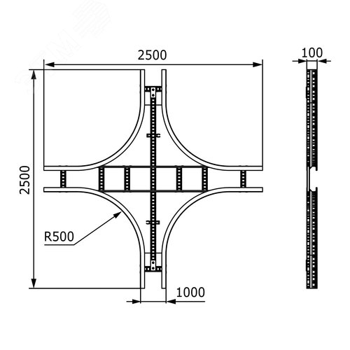 Ответвитель Х-образный лестничный 100х1000 - фото 2