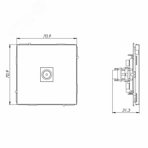 Розетка TV одиночная, KANT, черный уголь - фото 7