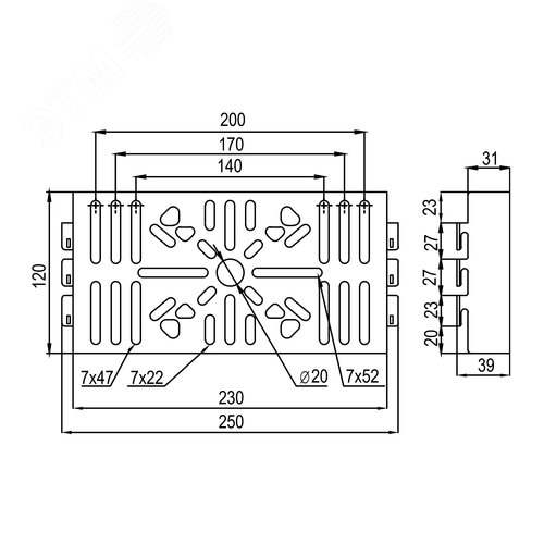 Плата монтажная увеличенная 230х120 перфорированная - фото 2
