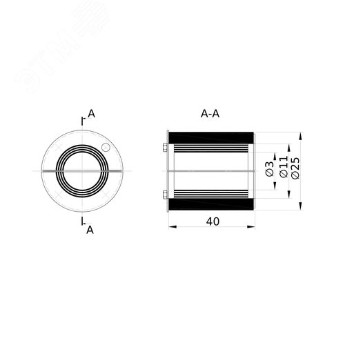 Проходка круглая нержавеющая D25х40 мм для кабелей D 3-11 мм - фото 2
