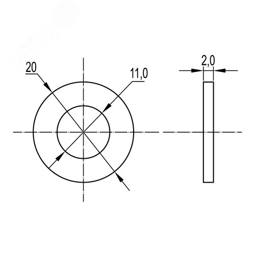 Шайба с узкими полями нержавеющая сталь AISI 316L - фото 2