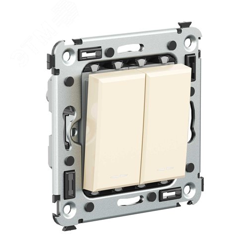 Avanti Выключатель двухклавишный в стену, ''Ванильная дымка'' - фото 2