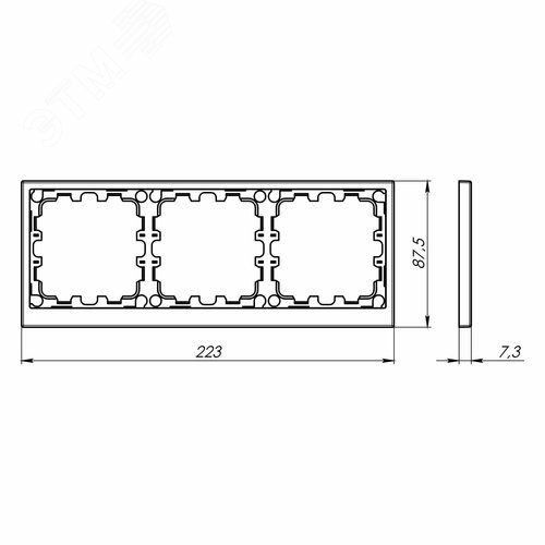Рамка на 3 поста, KANT, черный уголь - фото 6