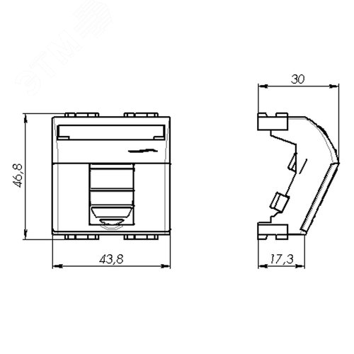 BRAVA Адаптер для информационныx разъемов R&M белый 2 модуля - фото 2