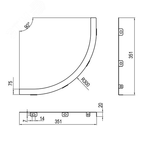 Перегородка SEP для вертикального внутреннего угла 90 градусов H100, R300, горячий цинк, в комплекте с крепежными элементами необходимыми для монтажа - фото 2