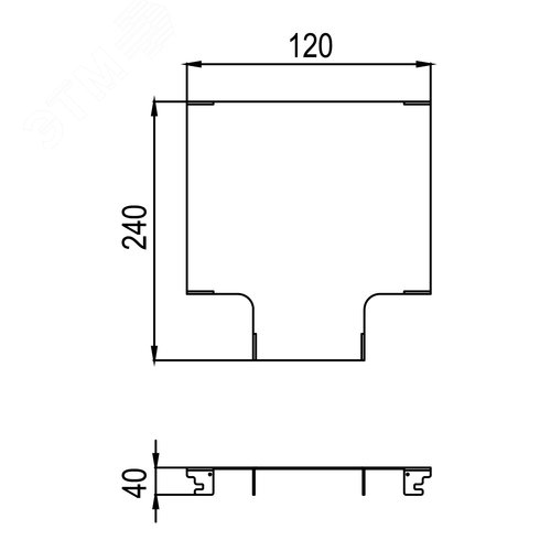 Крышка к ответвителю Т-образный оптического лотка изменяемый 240х120 мм - фото 2