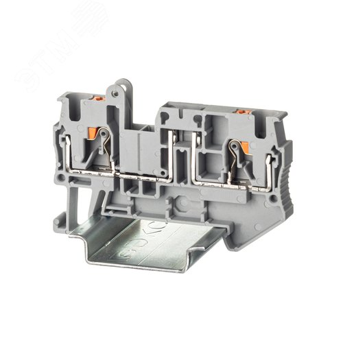 Клемма с размыкателем, зажим push-in, 2 точки подключения, 4 кв.мм, серая - фото 1