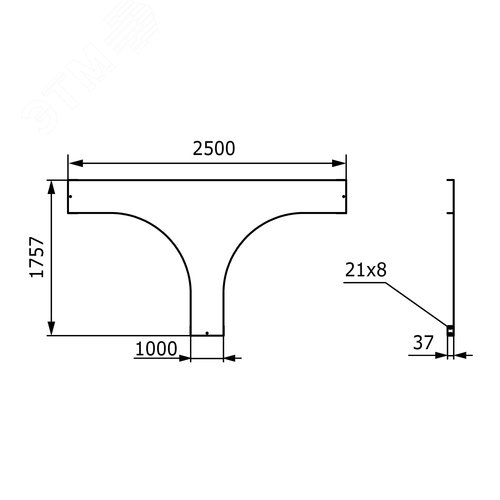 Крышка на ответвитель Т-образный 1000мм цинк-ламельная - фото 2