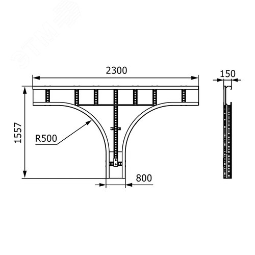 Ответвитель Т-образный листовой 150х800 R660 горячеоцинкованный - фото 2