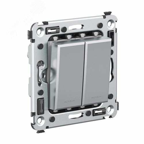 Avanti Выключатель двухклавишный в стену  Закаленная сталь - фото 2