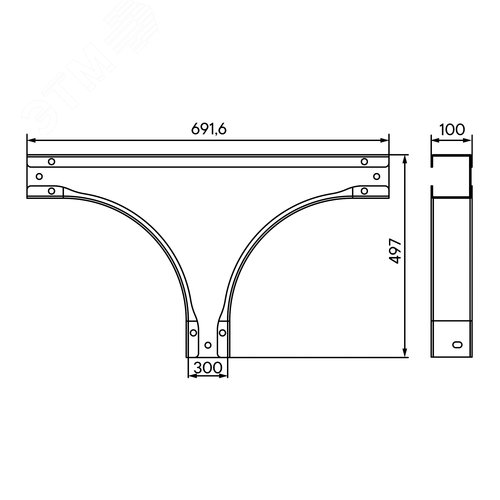 Ответвитель Т-образный 100х300 2,0 мм горячеоцинкованный в комплекте крепежные элементы соединительные пластины - фото 2