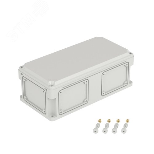 Изображение товара Корпус IP66/IP67, 400х200х146 мм, без МП, с фланцами, непрозрачная крышка H= 21 мм (шт)