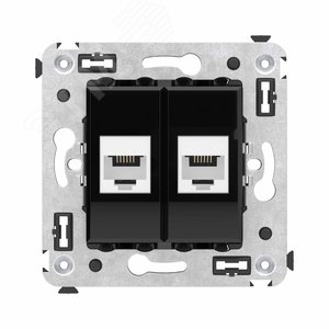 Изображение товара Avanti Телефонная розетка RJ-12 без шторки в стенудвойная Черный квадрат (шт)