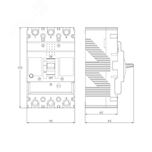 Выключатель автоматический YON max MGS160N 3P 25,6-32А 36кА с регулируемым термомагнитным расцепителем - фото 4