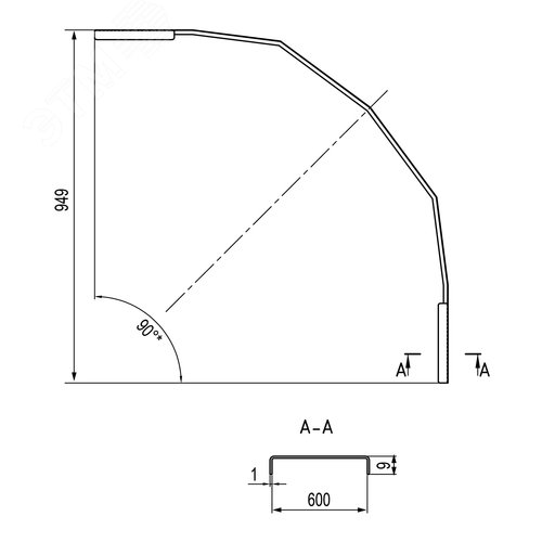 Крышка на угол вертикальный внешний 90 градусов 150х600, R600, горячеоцинкованная - фото 2