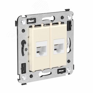 Avanti Телефонная розетка RJ-12 без шторки в стену двойная, Ванильная дымка - фото 2