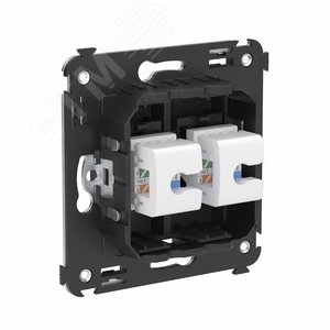 Avanti Компьютерная розетка RJ-45 без шторки в стену, кат.6А двойная,  Черный матовый - фото 3