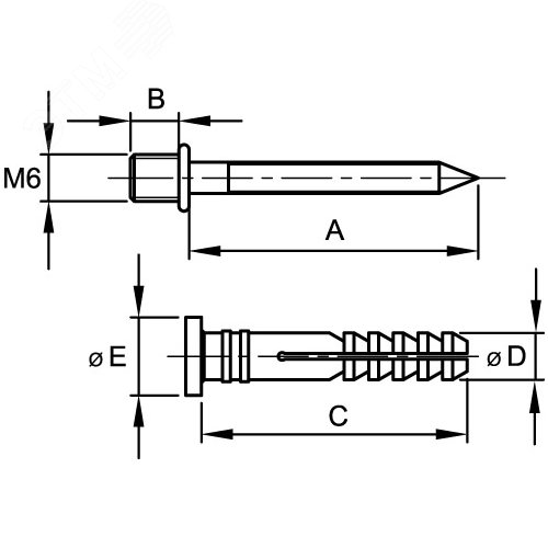 Комплект крепежный для стальных хомутов (винт-шуруп и дюбель) - фото 3