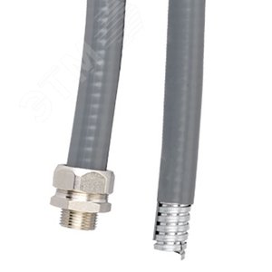 Изображение товара Металлорукав DN 10мм в гладкой EVA изоляции D внутреннний=10.0 мм D наружный= 15.0 IP66 (50м) серый (м)