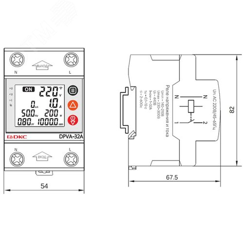 Реле напряжения с контролем тока на 32 А - фото 2