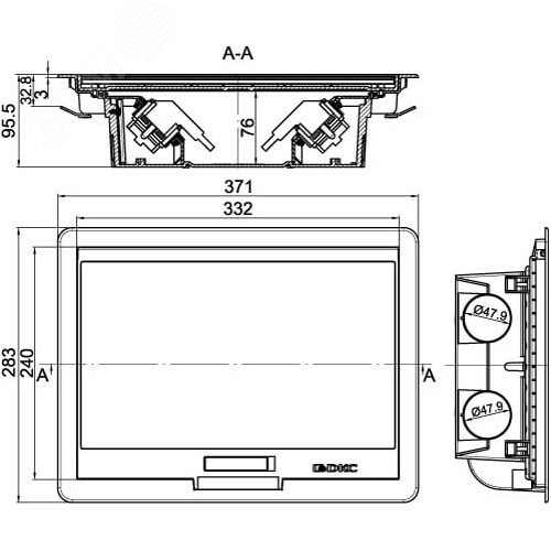 Лючок напольный 12 мод, черный RAL 9005 - фото 5